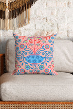 Dreamy Damask Sunscape By Jackie Tahara Square Cushion (Pink)