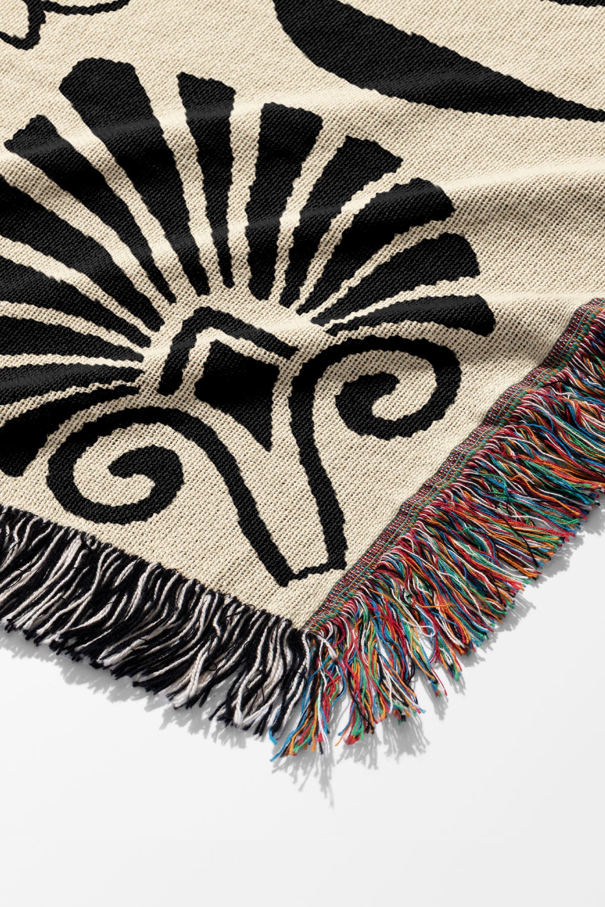 Flower Hands Jacquard Woven Blanket (Off White Blue) | Harper & Blake