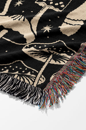 Mushroom Collection by Misentangledvision Jacquard Woven Blanket (Black) | Harper & Blake