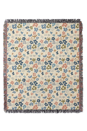 Flower Field By Jackie Tahara Jacquard Woven Blanket (Beige) | Harper & Blake
