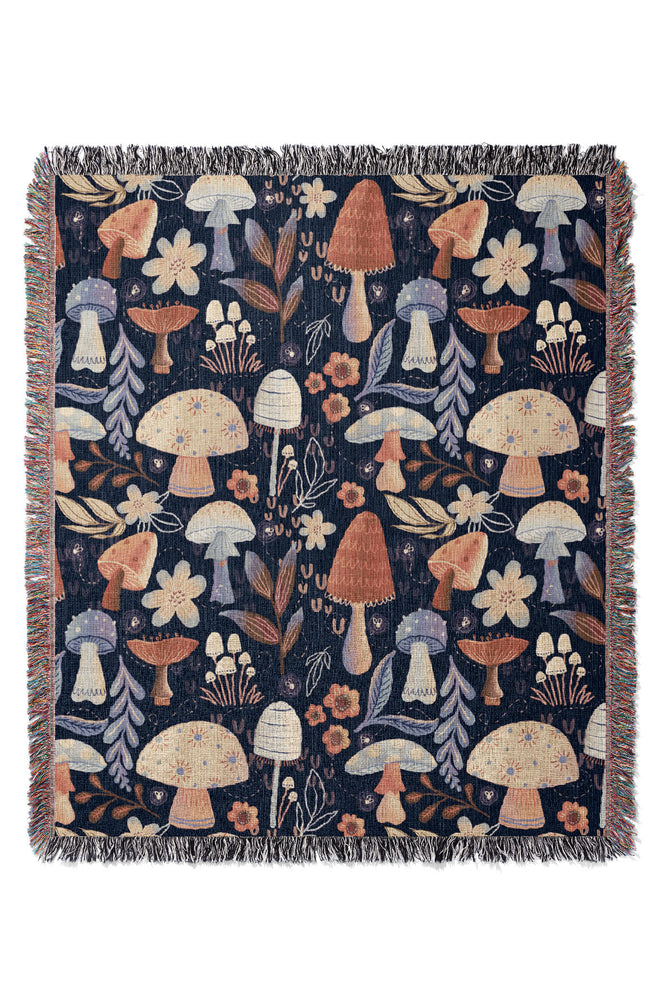 Mushrooms By Fineapple Pair Jacquard Woven Blanket (Purple)