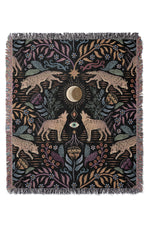 Mystical Grey Wolves by Misentangledvision Jacquard Woven Blanket (Black)