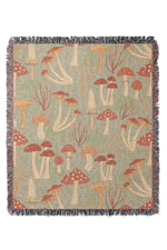 Fabulous Funghi by Elissa Rua Jacquard Woven Blanket (Green)
