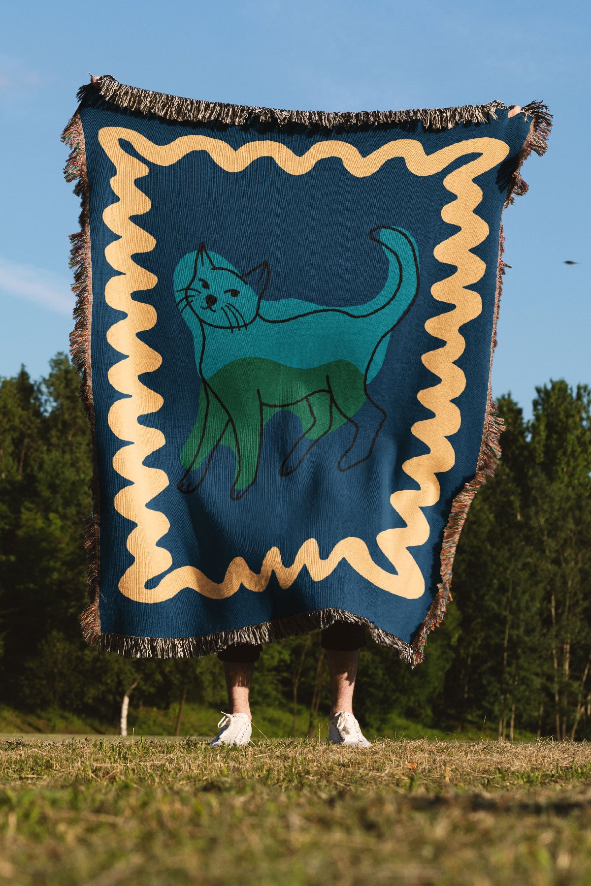 Cat Colour Swirl Jacquard Woven Blanket | Harper & Blake