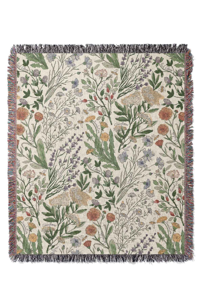 Wildflowers by Denes Anna Design Jacquard Woven Blanket (White)