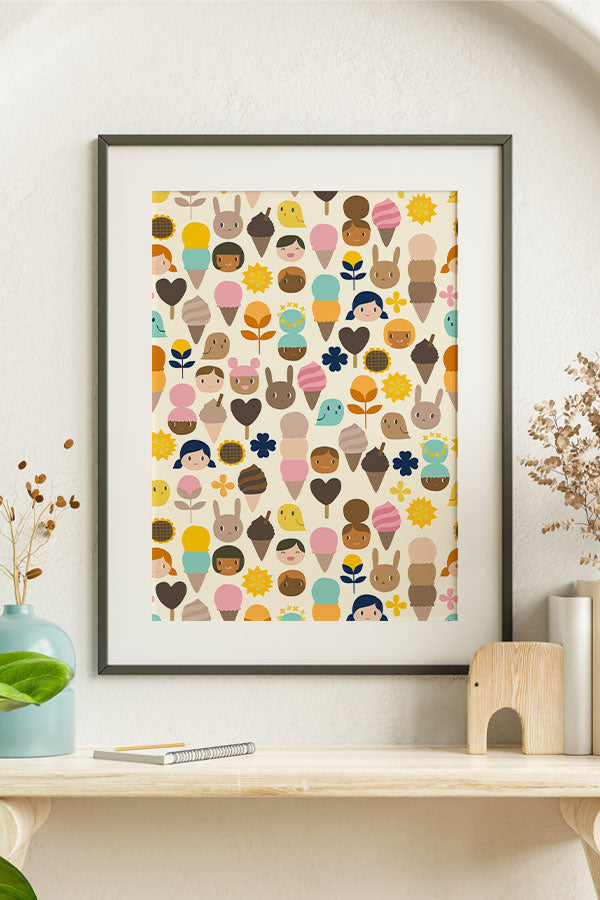 Ice Cream Afternoon by Cecilia Mok Giclée Art Print Poster (Beige)