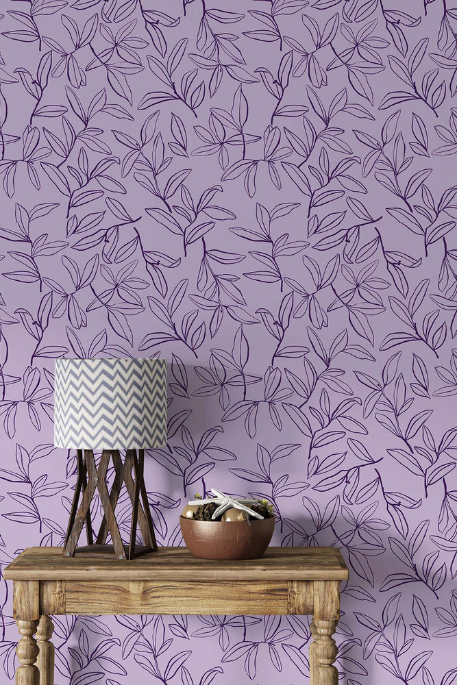 Willow Leaves Wallpaper (Lavender)