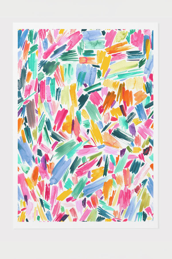 Watercolour Abstract Scratches By Ninola Design Giclee Art Print Poster Rainbow