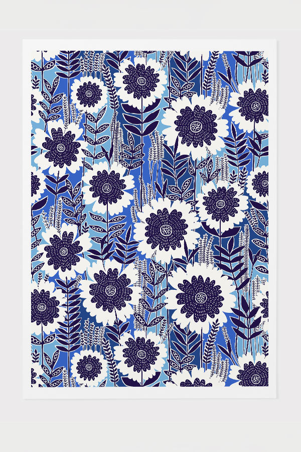Retro Garden by Rachel Parker Giclée Art Print Poster (Blue) | Harper & Blake