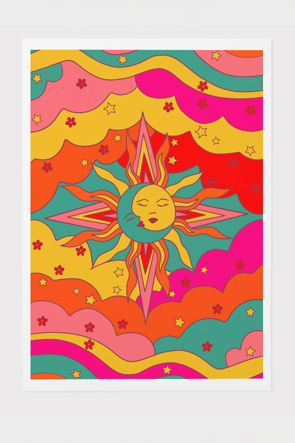 Moon and Sun Giclée Art Print Poster (Multi)