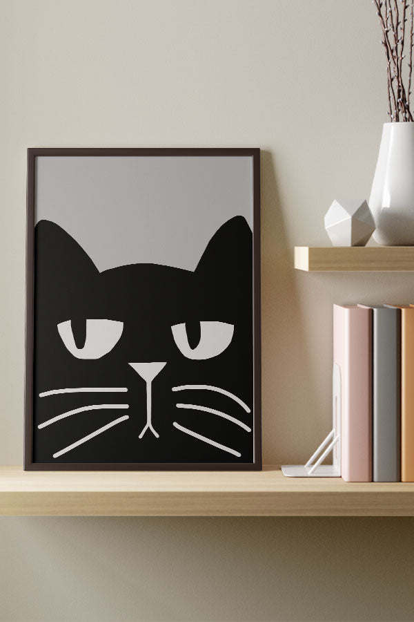 Two Tone Bold Cat Art Print Poster (Black) | Harper & Blake