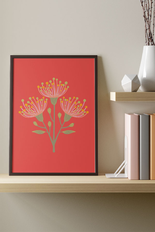 Eucalyptus By Jackie Tahara Giclée Art Print Poster (Living Coral) | Harper & Blake
