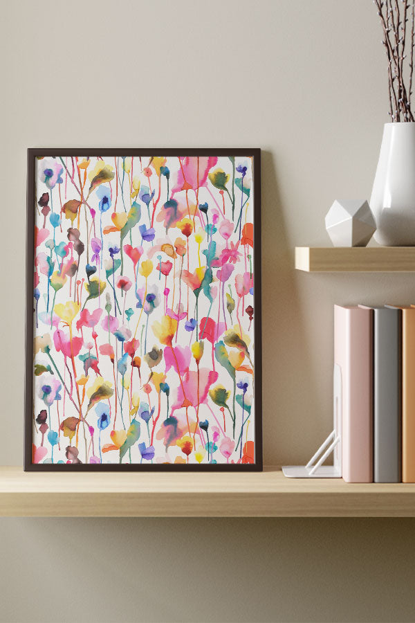 Wild Flowers Watercolour By Ninola Design Giclée Art Print Poster (Rainbow)