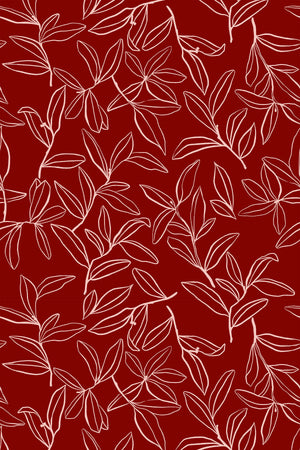 Willow Leaves Wallpaper (Cherry Red) | Harper & Blake