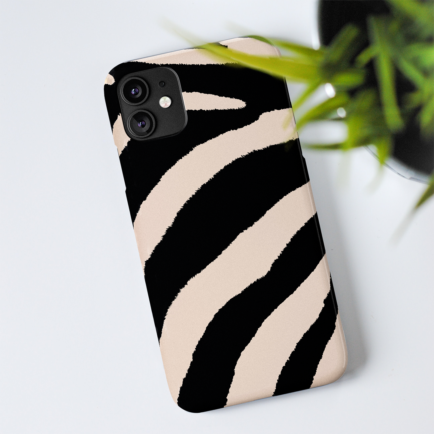 Zebra Fur Skin Phone Case on white table | Harper & Blake