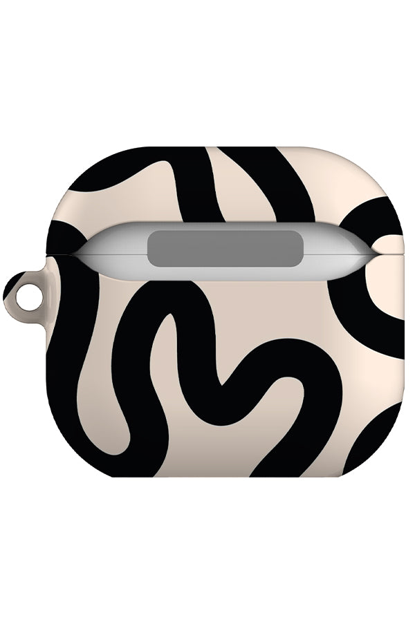 Swirl Lines Abstract AirPod Gen 4 Case (Peach Black) | Harper & Blake