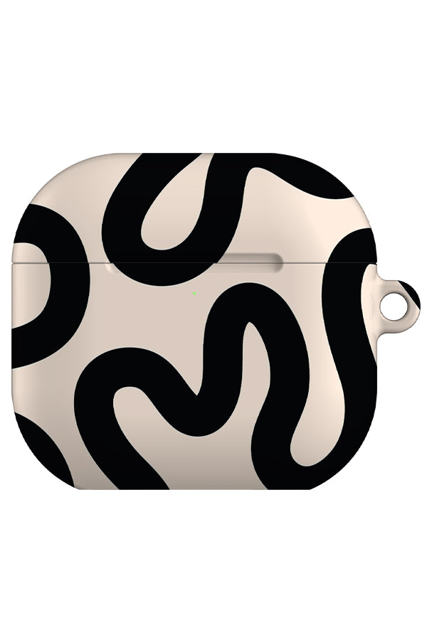 Swirl Lines Abstract AirPod Gen 4 Case (Peach Black) | Harper & Blake