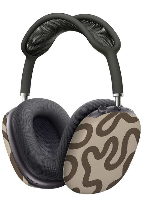 Swirl Lines Abstract AirPod Max Case (Beige & Ebony) | Harper & Blake