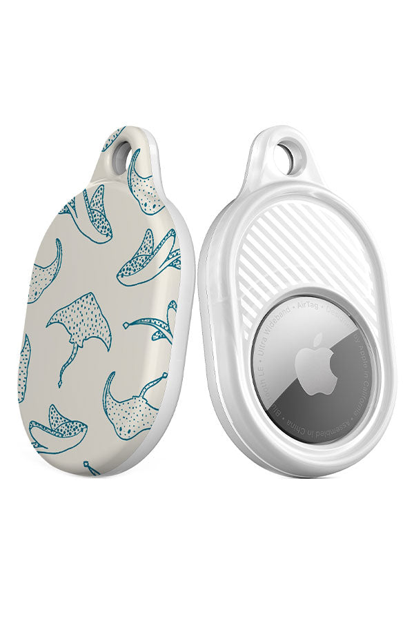 Stingray Line Art AirTag Case (Beige Blue) | Harper & Blake
