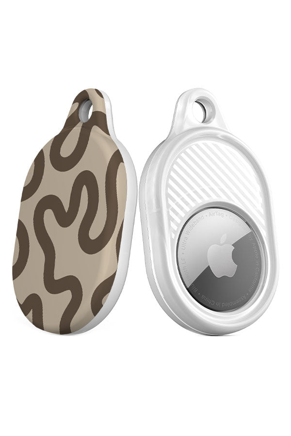 Swirl Lines Abstract AirTag Case (Beige & Ebony) | Harper & Blake