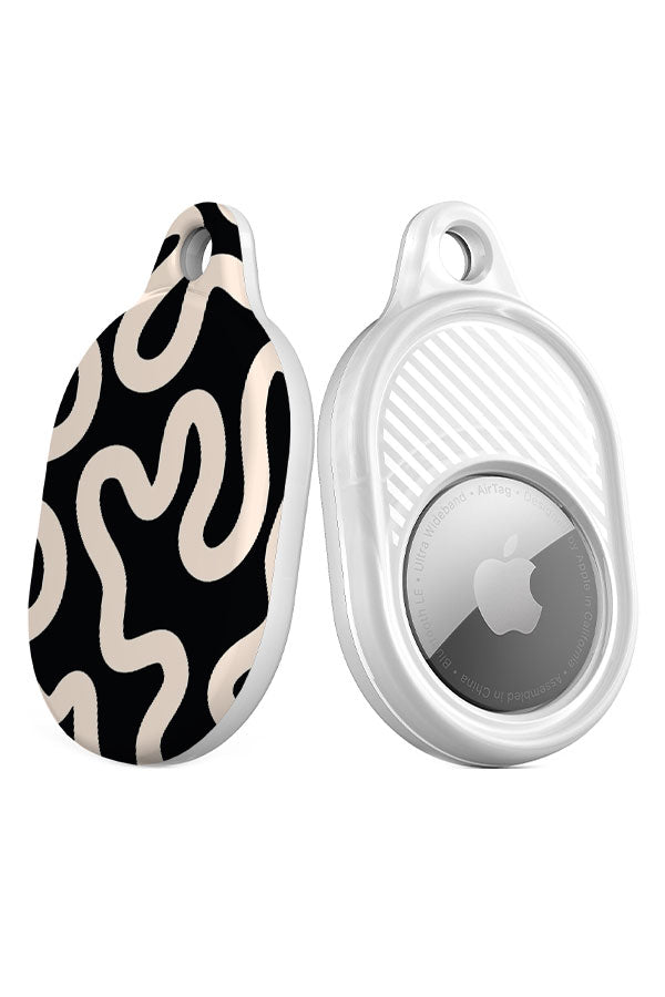 Swirl Lines Abstract AirTag Case (Black Peach) | Harper & Blake