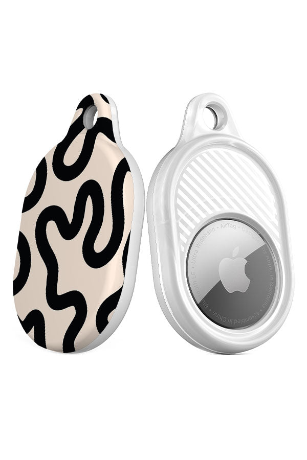Swirl Lines Abstract AirTag Case (Peach Black) | Harper & Blake