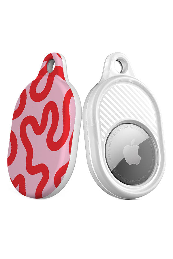 Swirl Lines Abstract AirTag Case (Pink Red) | Harper & Blake