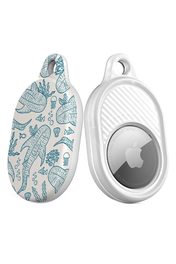 Whale Shark Scatter Coral Reef AirTag Case (Beige Blue) | Harper & Blake