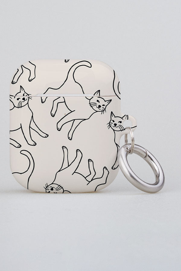Cats Line Art AirPod Case (Cream) | Harper & Blake