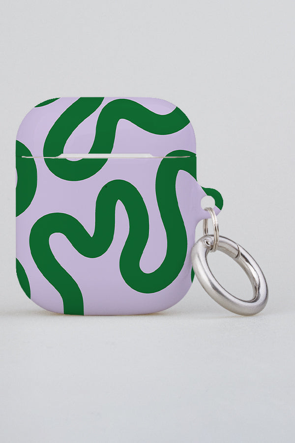 Swirl Lines Abstract AirPod Case (Lilac Green) | Harper & Blake