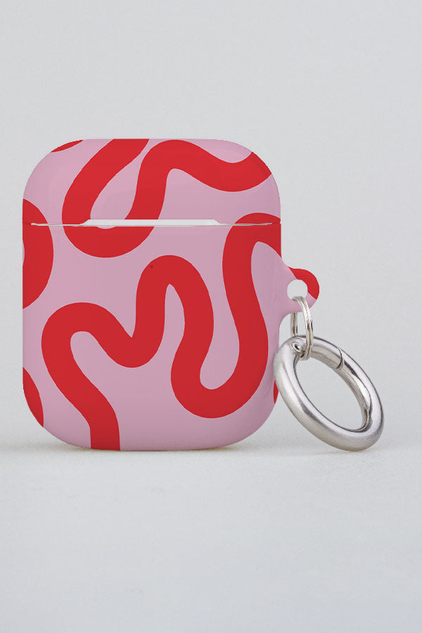 
            
                Load image into Gallery viewer, Swirl Lines Abstract AirPod Case (Pink Red) | Harper &amp;amp; Blake
            
        
