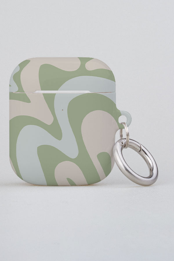 
            
                Load image into Gallery viewer, Swirl Shapes AirPod Case (Sage Green) | Harper &amp;amp; Blake
            
        
