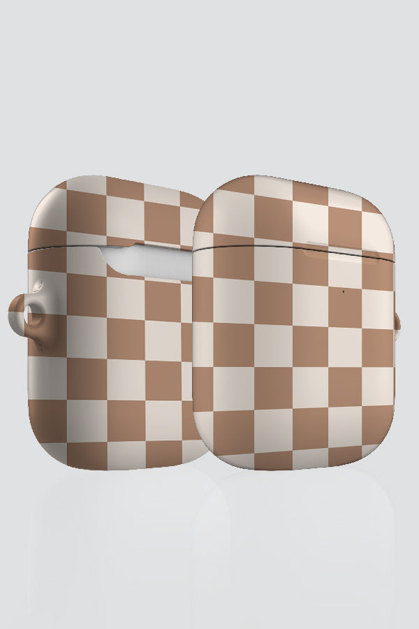 
            
                Load image into Gallery viewer, Check Pattern AirPod Case (Brown White) | Harper &amp;amp; Blake
            
        