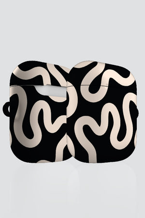 Swirl Lines Abstract AirPod Case (Black Peach) | Harper & Blake