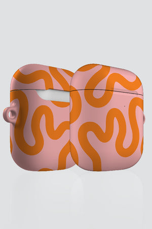 Swirl Lines Abstract AirPod Case (Pink Orange) | Harper & Blake