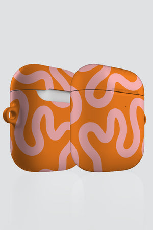 Swirl Lines Abstract AirPod Case (Orange Pink) | Harper & Blake