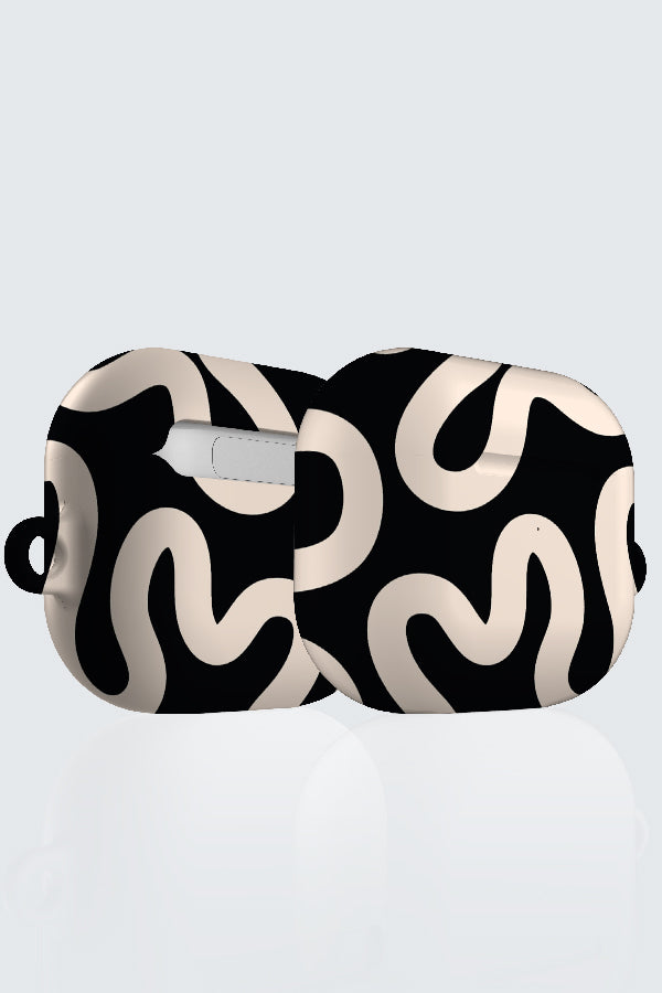 Swirl Lines Abstract AirPod Case (Black Peach) | Harper & Blake