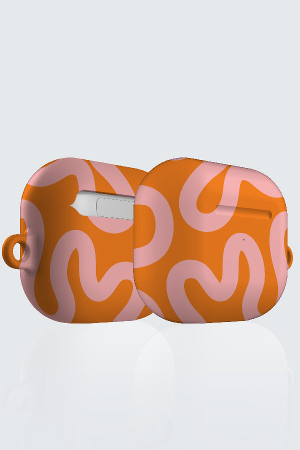 Swirl Lines Abstract AirPod Case (Orange Pink) | Harper & Blake