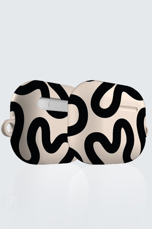 Swirl Lines Abstract AirPod Case (Peach Black) | Harper & Blake