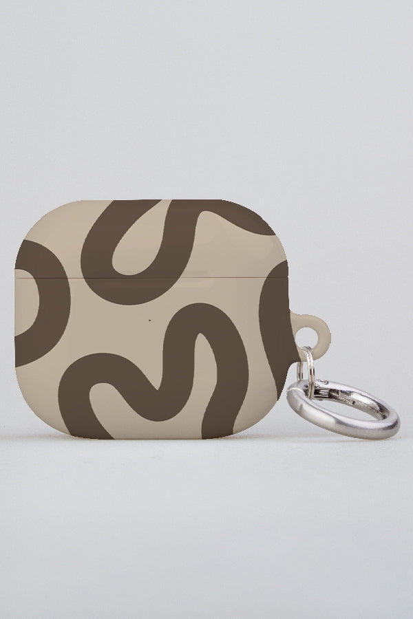 Swirl Lines Abstract AirPod Case (Beige & Ebony) | Harper & Blake