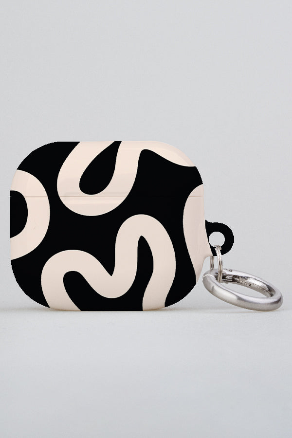 Swirl Lines Abstract AirPod Case (Black Peach) | Harper & Blake