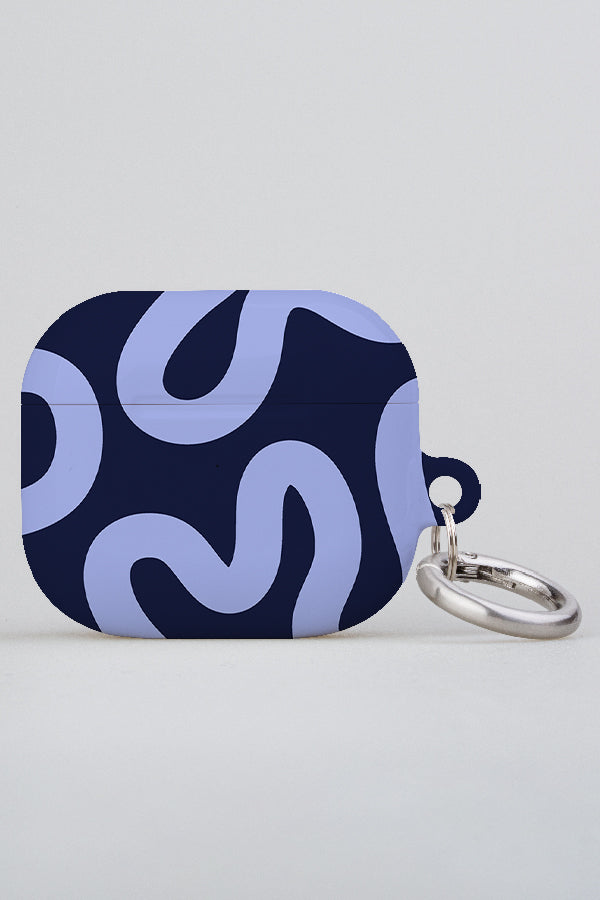 Swirl Lines Abstract AirPod Case (Blue)