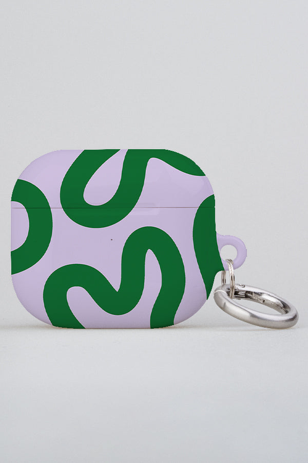Swirl Lines Abstract AirPod Case (Lilac Green)