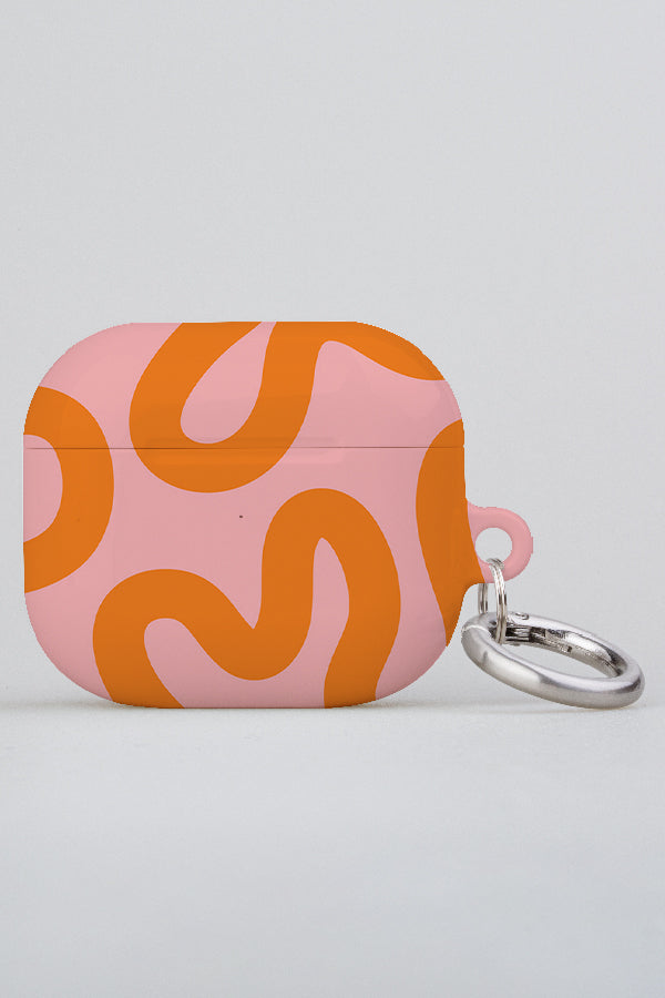 Swirl Lines Abstract AirPod Case (Pink Orange) | Harper & Blake