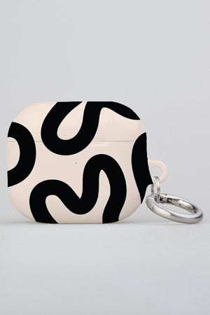 Swirl Lines Abstract AirPod Case (Peach Black) | Harper & Blake