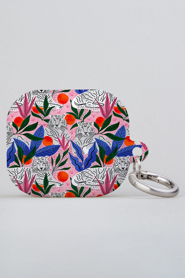 Lounging Tigers By Tara Reed AirPod Case (Pink) | Harper & Blake
