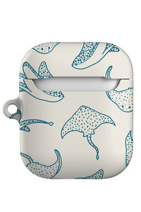 Stingray Line Art AirPod Case (Beige Blue)