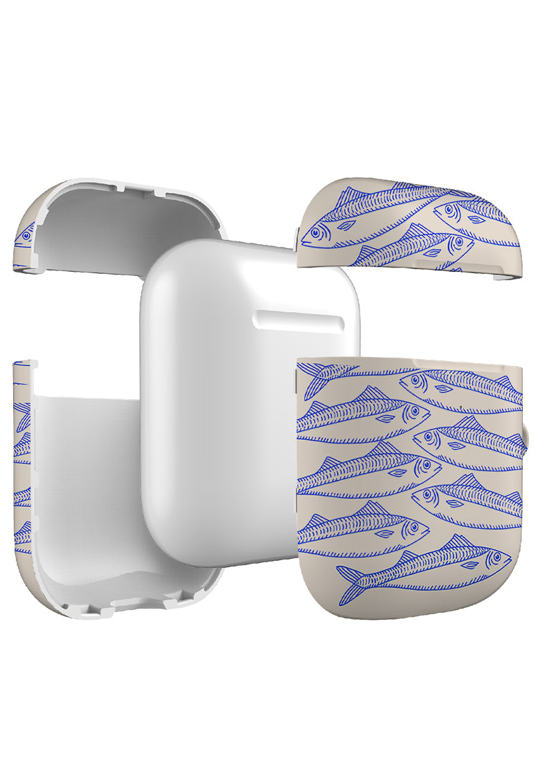 Fish Scatter AirPod Case (Off-White)