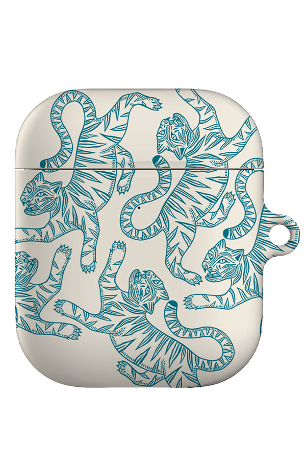 Two Tone Tiger AirPod Gen 1 + 2 Case (Blue & Off White) | Harper & Blake