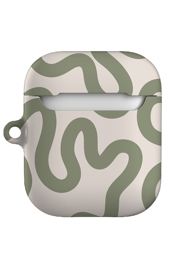 Swirl Lines Abstract AirPod Case (Linen Moss Green) | Harper & Blake